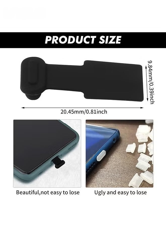 6pcs USB Type C Anti-Lost Anti Dust Plugs, Dust Cover Port Plugs Protection Compatible with iPhone 15 Samsung Galaxy S21/S20/S22 Ultra Huawei for All Type-C Smartphone and Tablet - Black - Image 2